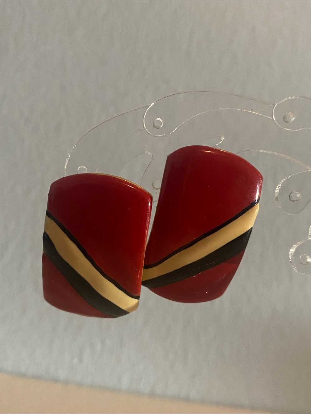 Vintage Y2K 80’s Red Striped Earrings - Women's Fashion Jewelry